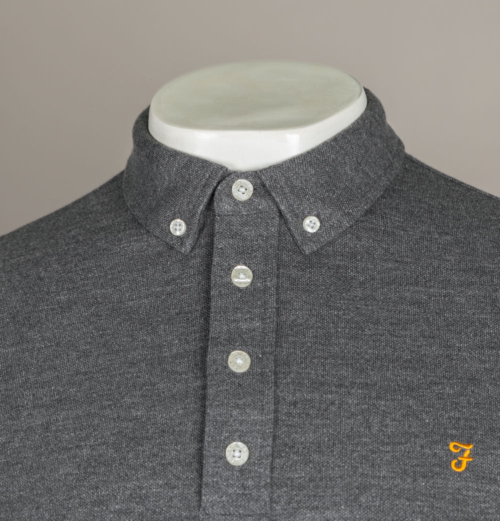 Farah Ricky LS Polo Shirt Grey Marl - Image 3