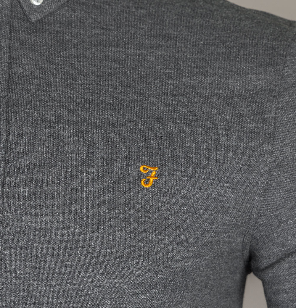 Farah Ricky LS Polo Shirt Grey Marl - Image 4