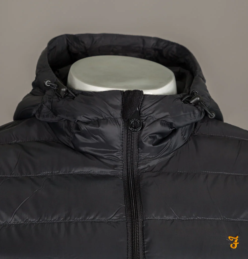 Farah Strickland Wadded Coat Black - Image 3
