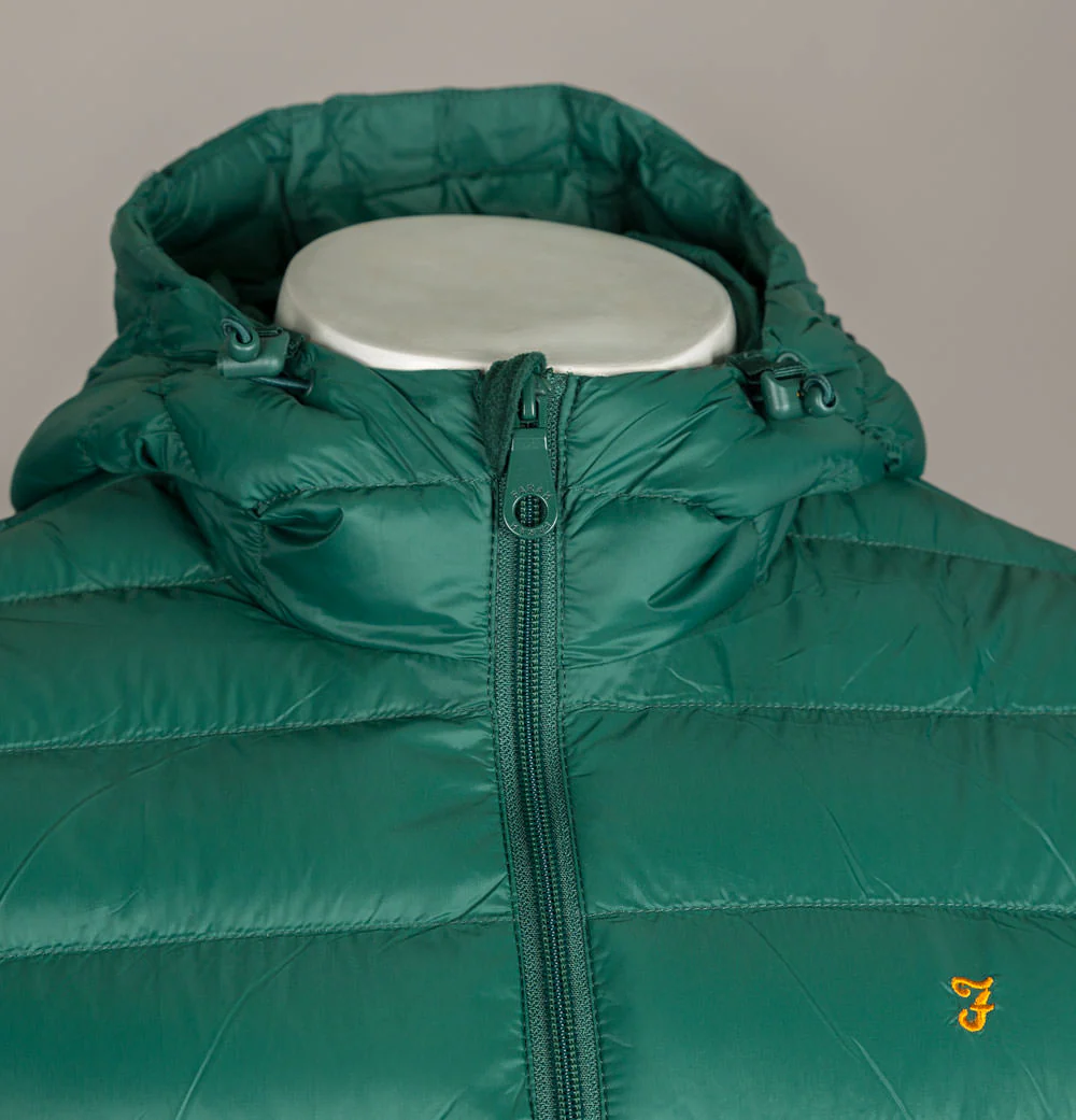 Farah Strickland Wadded Coat Emerald Green - Image 5