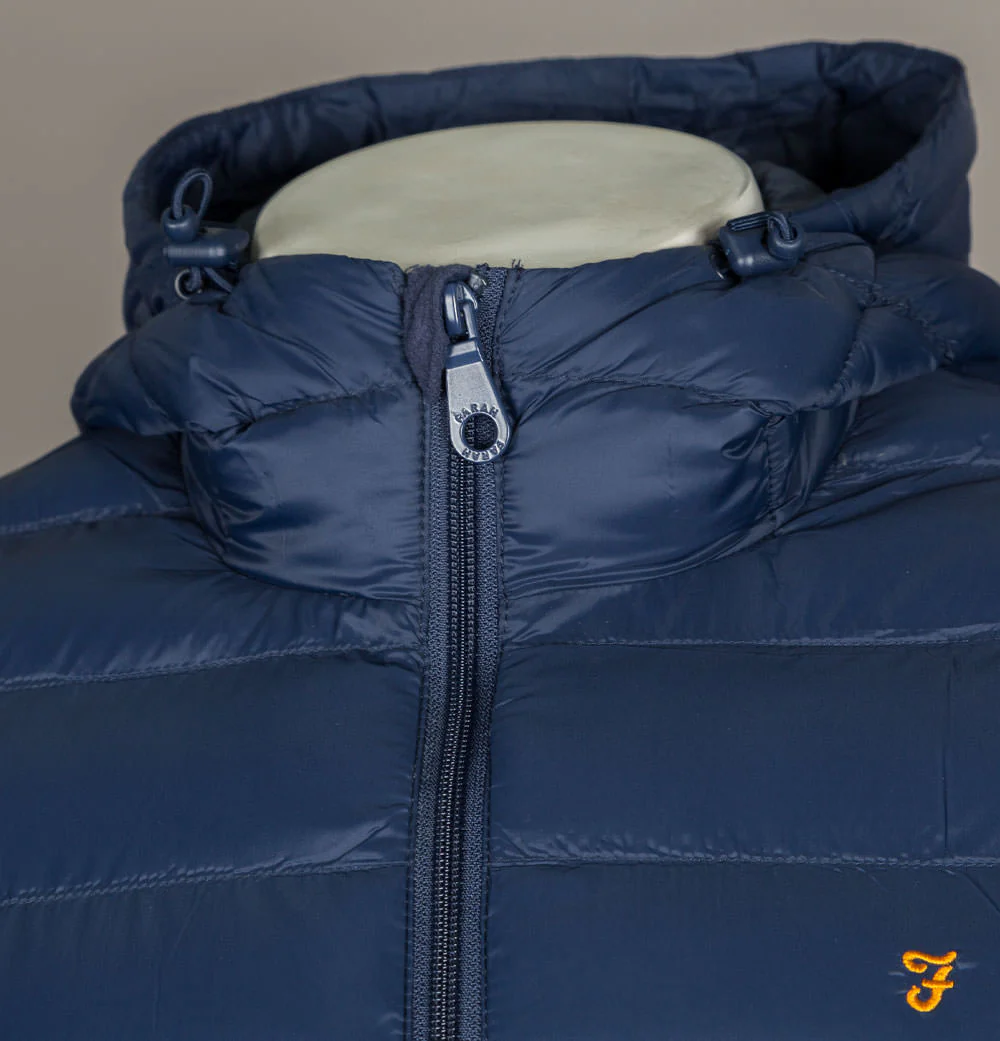 Farah Strickland Wadded Coat Navy - Image 3