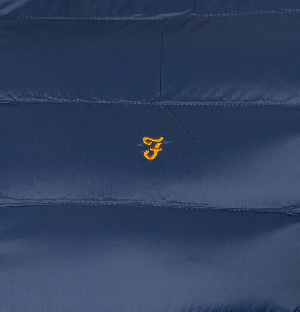 Farah Strickland Wadded Coat Navy - Image 4