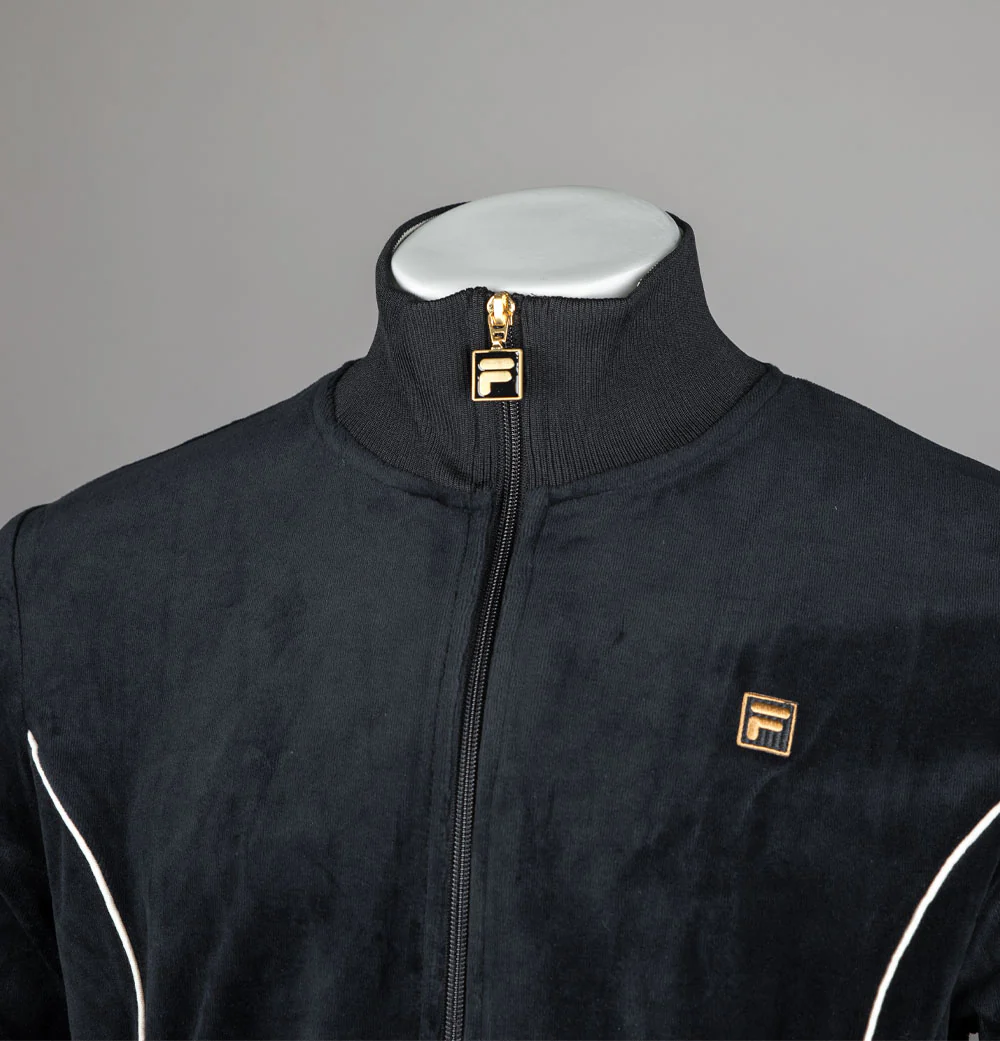 Fila Gold Bosa Velour Track Top Black/Whitecap Grey - Image 3