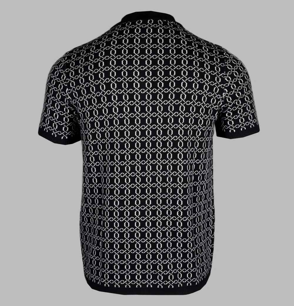 Fila Gold Jackson Jacquard Knitted Zip Polo Shirt Black - Image 2