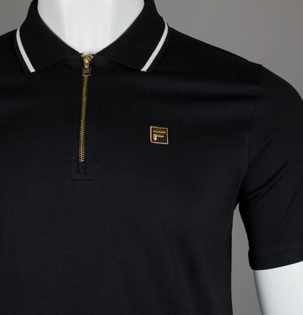 Fila Gold Lemar 2 Premium Polo Shirt Black - Image 3