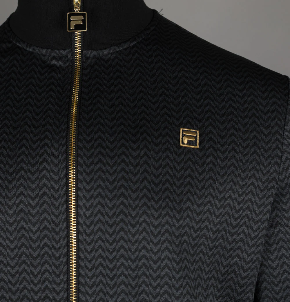 Fila Gold Mathers Herringbone Track Jacket Black - Image 3