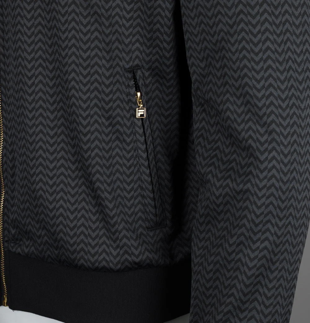 Fila Gold Mathers Herringbone Track Jacket Black - Image 4