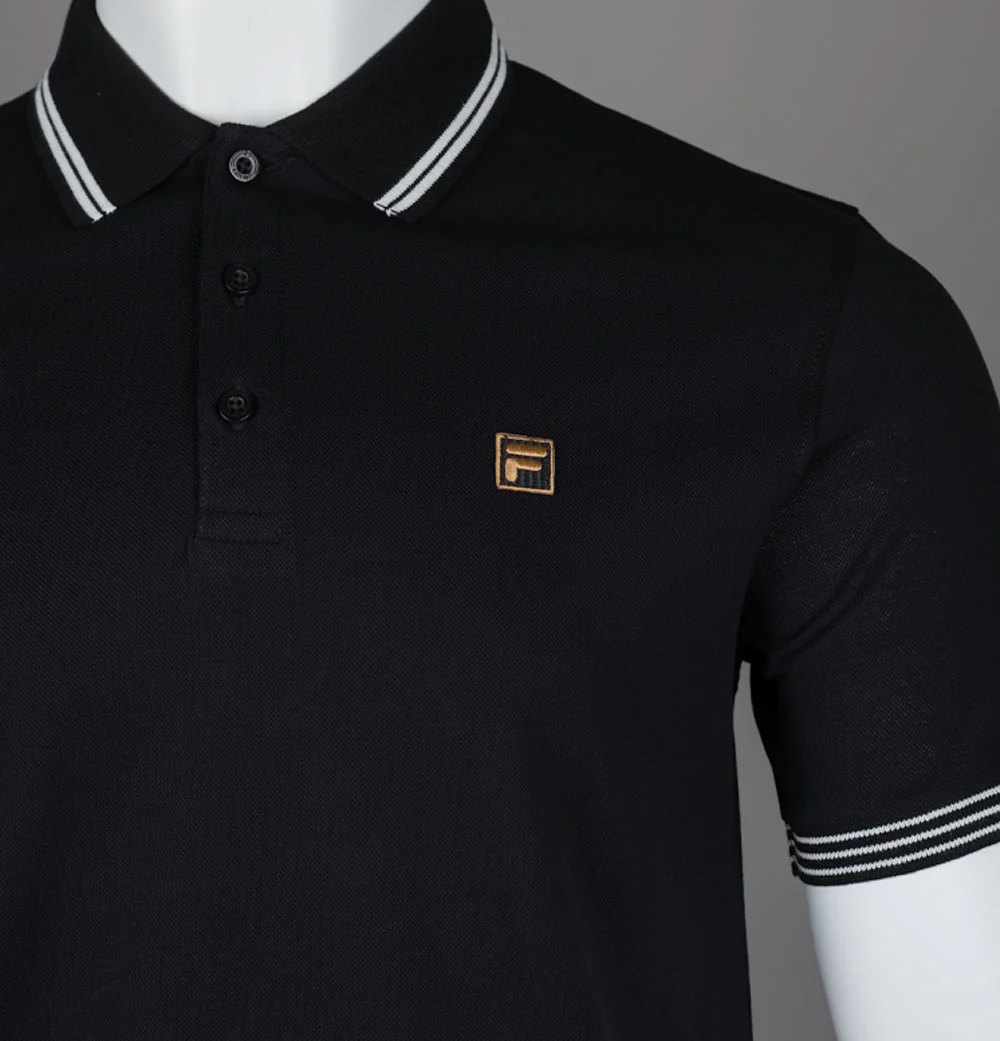 Fila Gold Soren 2 Polo Shirt Black - Image 3