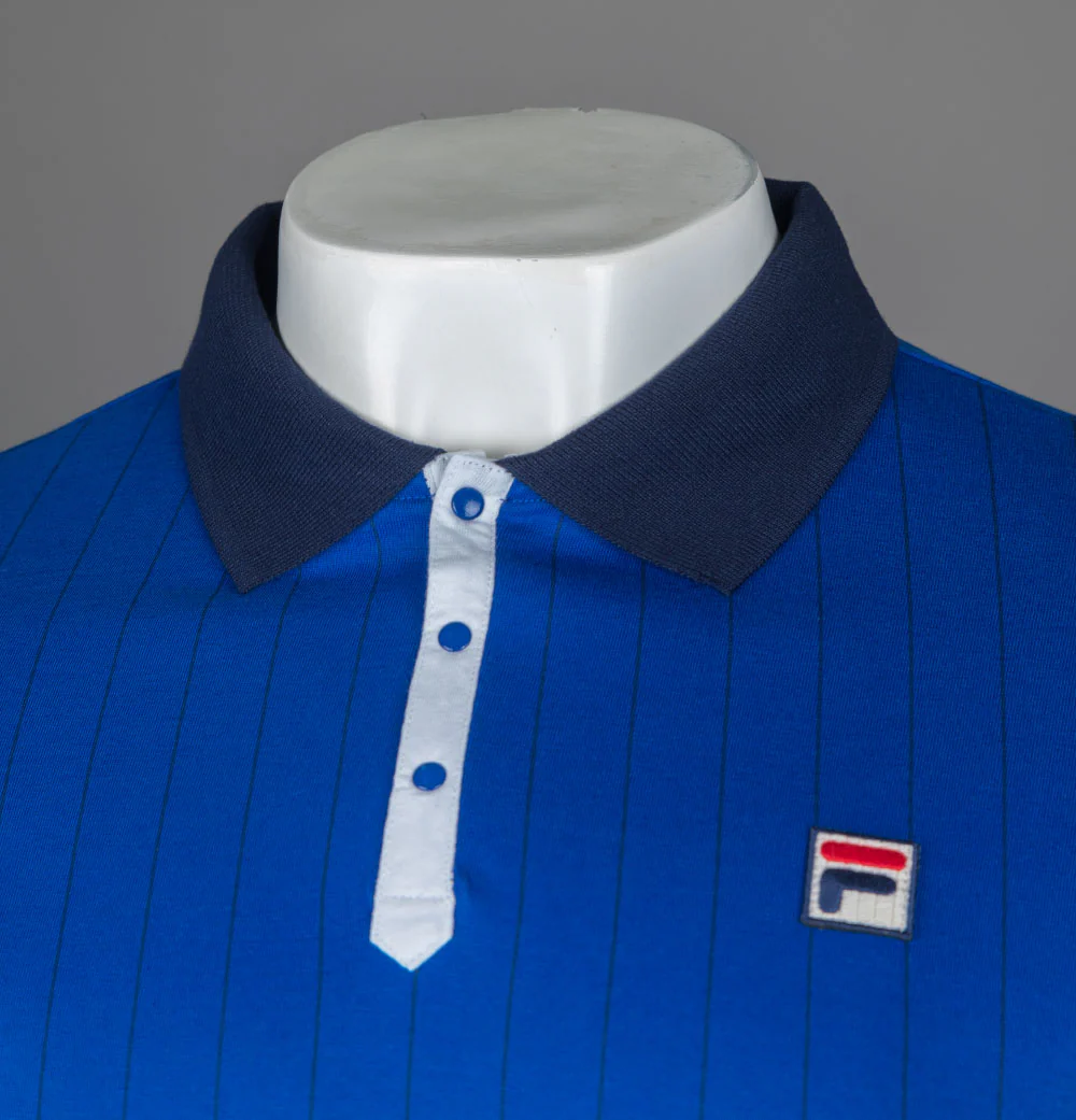 Fila Vintage BB1 Classic Striped Polo Bright Blue/Fila Navy - Image 3