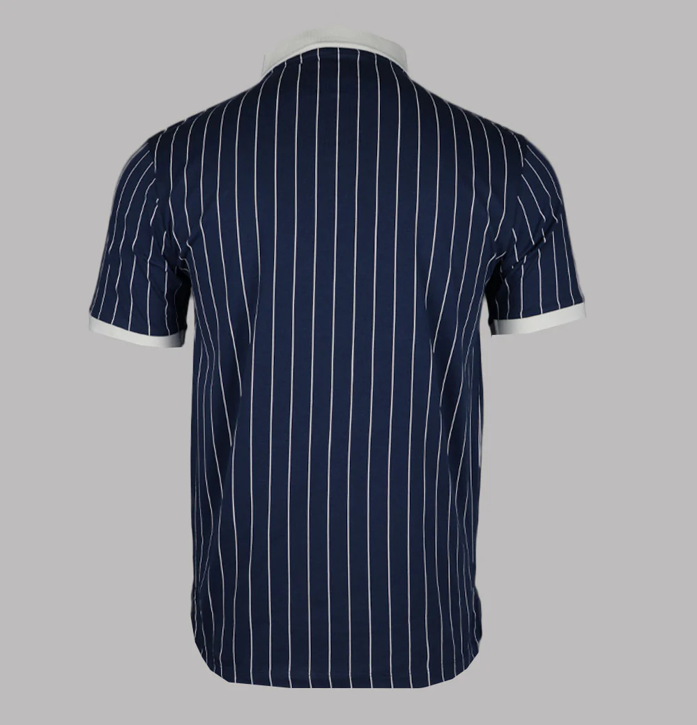Fila Vintage BB1 Classic Striped Polo Shirt Fila Navy/Raffia/Gardenia - Image 2
