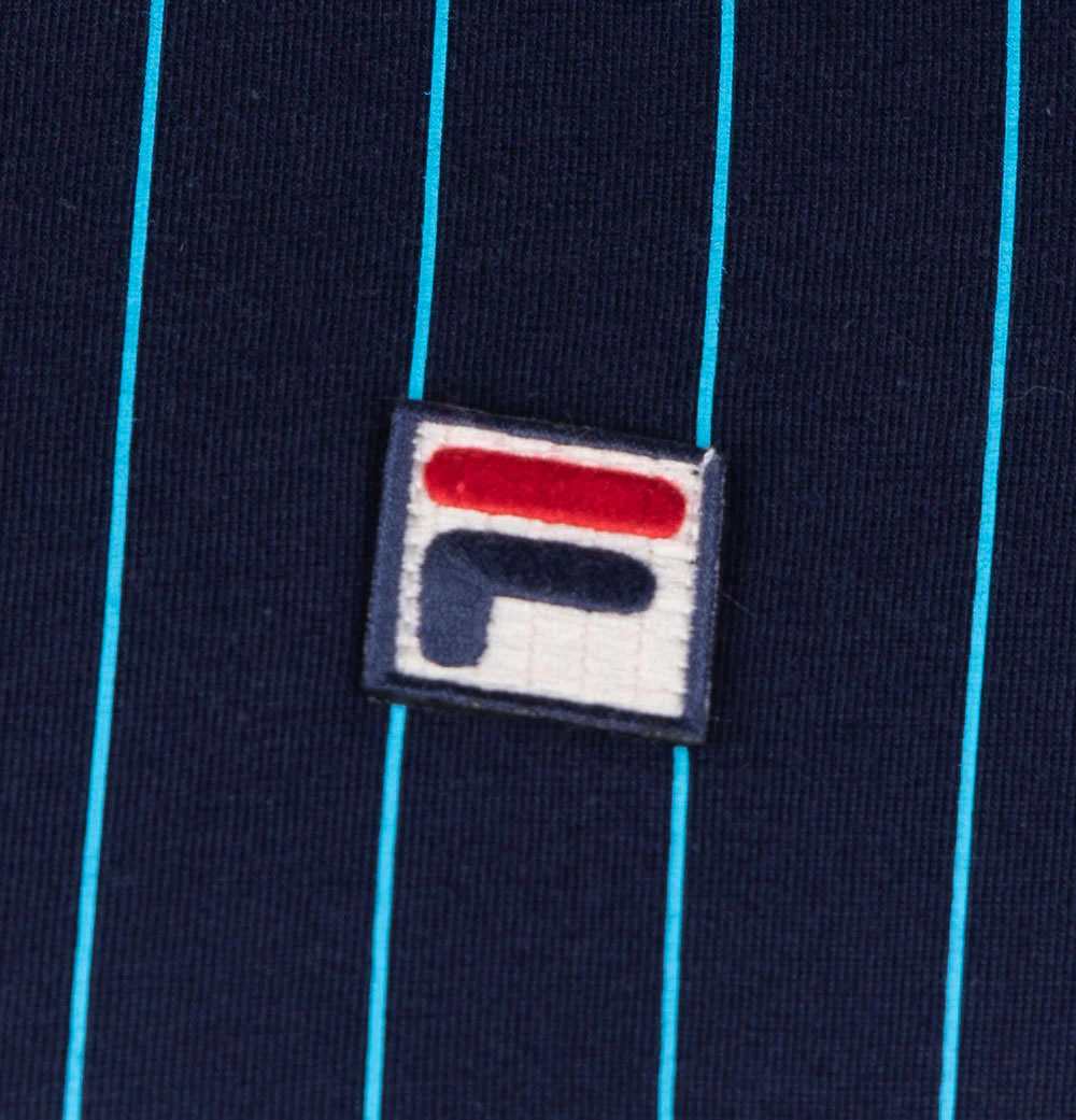 Fila Vintage BB1 Classic Striped Polo Shirt Navy - Image 4