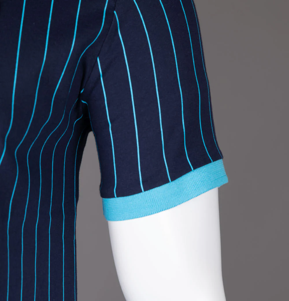 Fila Vintage BB1 Classic Striped Polo Shirt Navy - Image 5