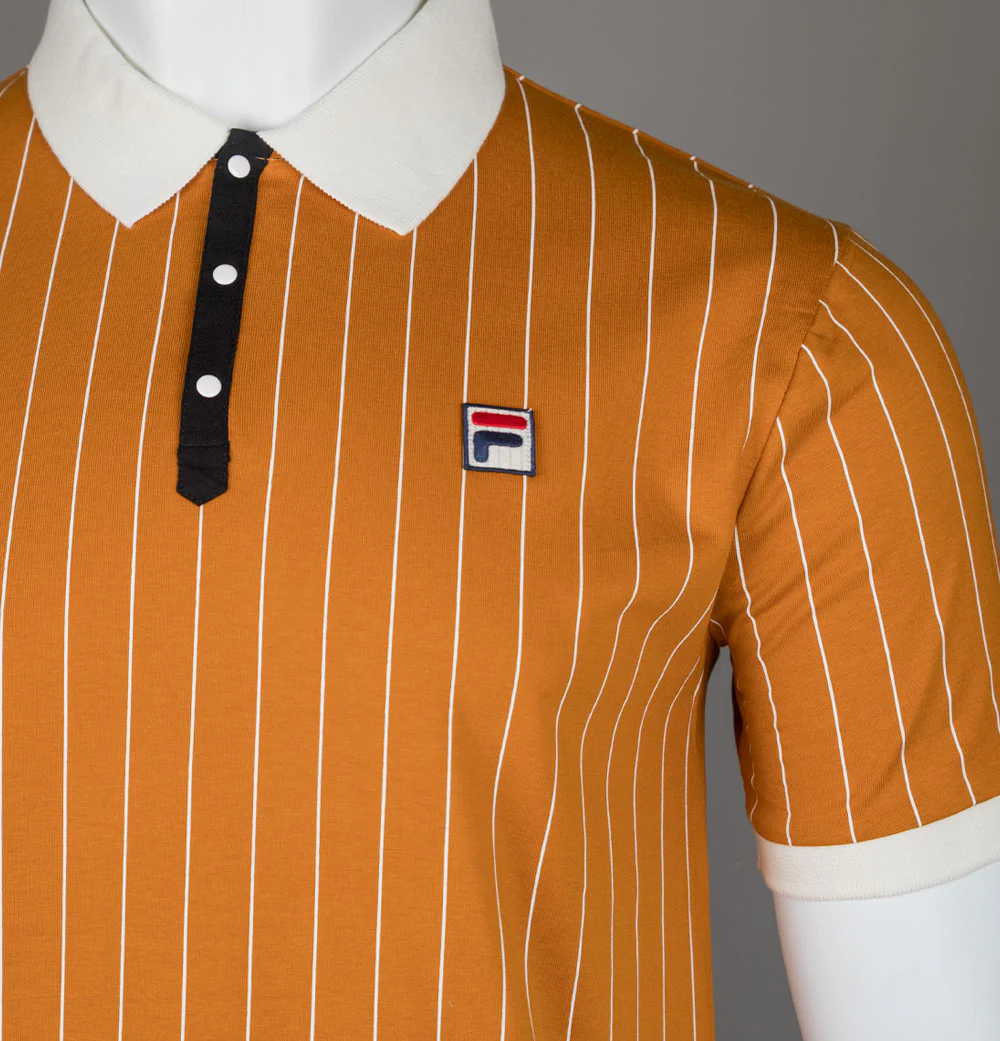 Fila Vintage BB1 Classic Striped Polo Shirt Pumpkin Spice/Gardenia/Black - Image 3