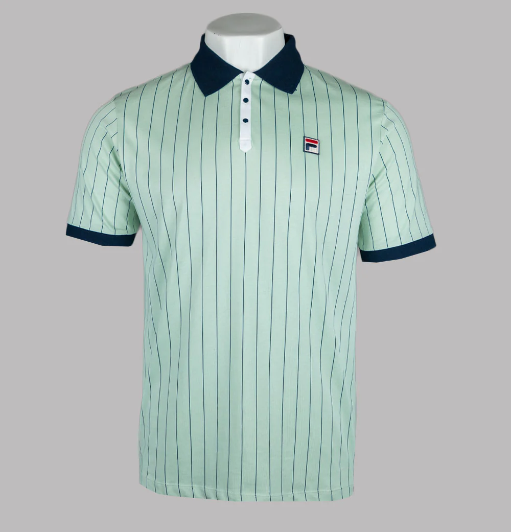 Fila Vintage BB1 Classic Striped Polo Shirt Surf Spray/Fila Navy/White