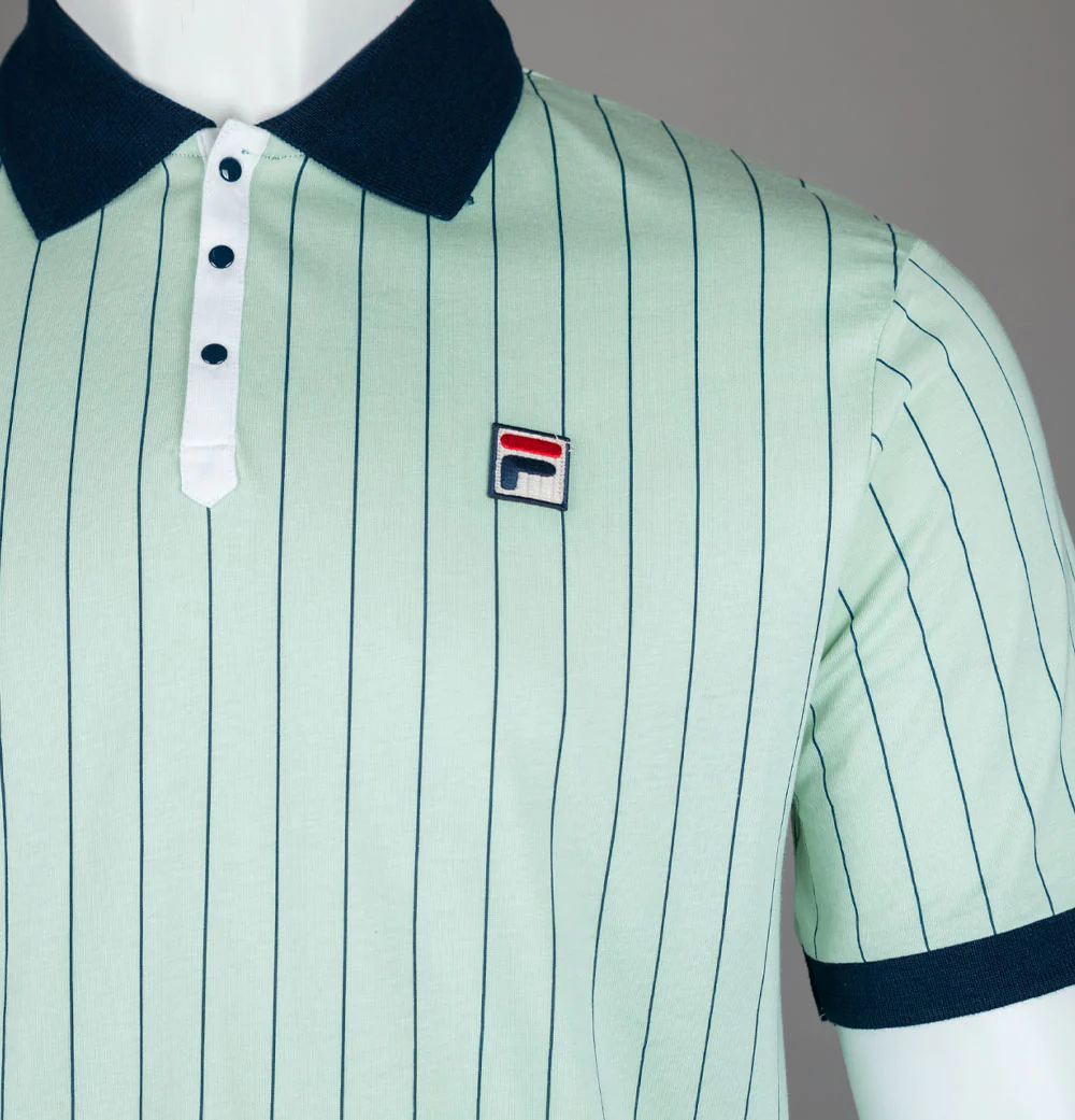 Fila Vintage BB1 Classic Striped Polo Shirt Surf Spray/Fila Navy/White - Image 3