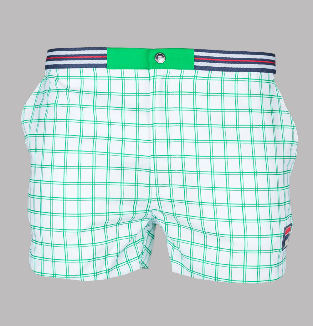 Fila Vintage Brookes Check Shorts White/Jelly Bean Green
