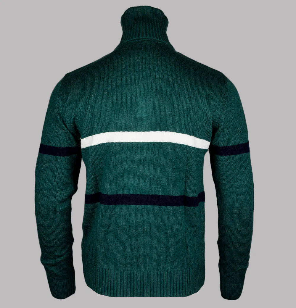 Fila Vintage Camilo Knitted Half Zip Jumper Rainforest/Fila Navy/Gardenia - Image 2