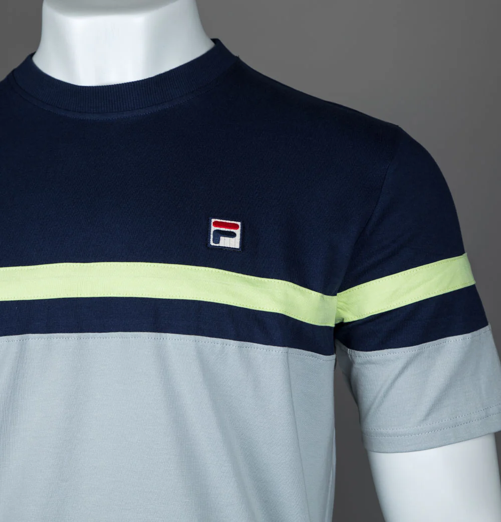 Fila Vintage Duncan T-Shirt Fila Navy/High Rise Grey/Shadow Lime - Image 4
