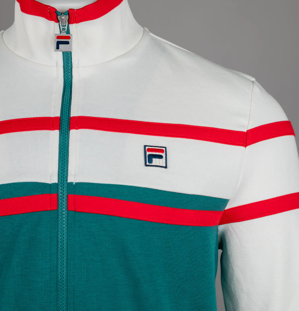 Fila Vintage Giovanni Contrast Panels Track Jacket Mediterranean/Gardenia/Fila Red - Image 3