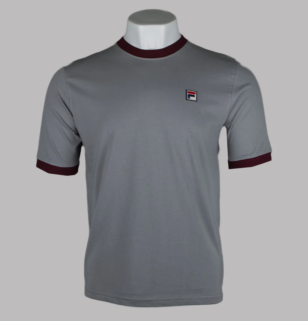 Fila Vintage Marconi Ringer T-Shirt Sharkskin/Windsor Wine