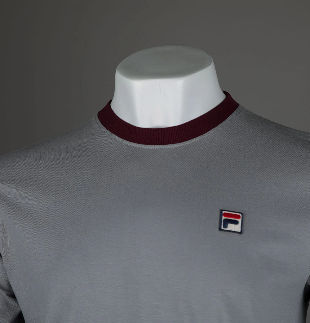 Fila Vintage Marconi Ringer T-Shirt Sharkskin/Windsor Wine - Image 3