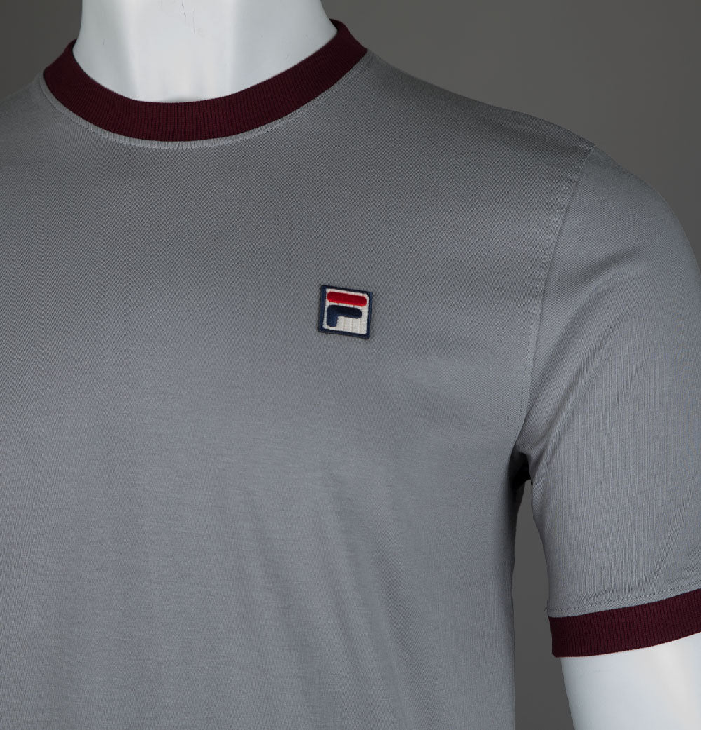 Fila Vintage Marconi Ringer T-Shirt Sharkskin/Windsor Wine - Image 4