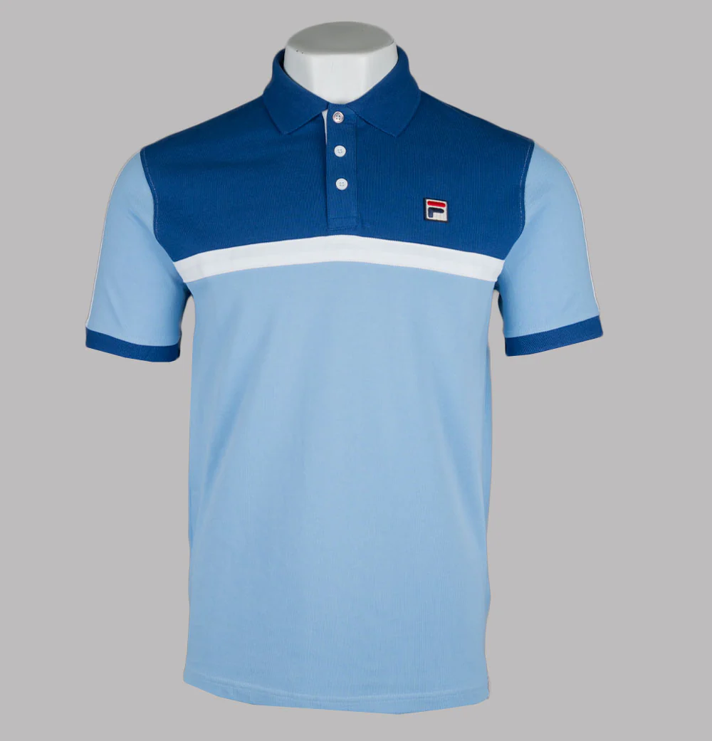 Fila Vintage Mattia Contrast Panel Polo Shirt Frozen Fjord/Limoges/White