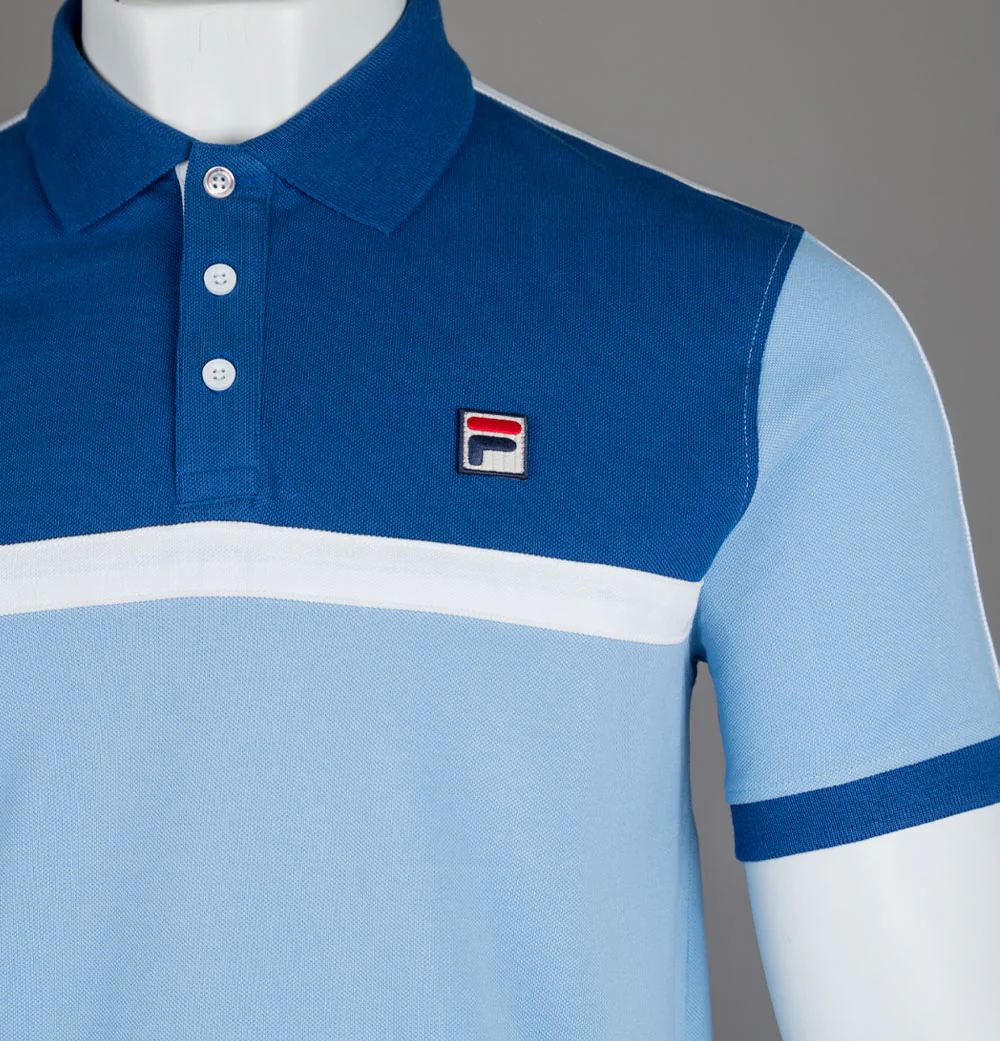Fila Vintage Mattia Contrast Panel Polo Shirt Frozen Fjord/Limoges/White - Image 3