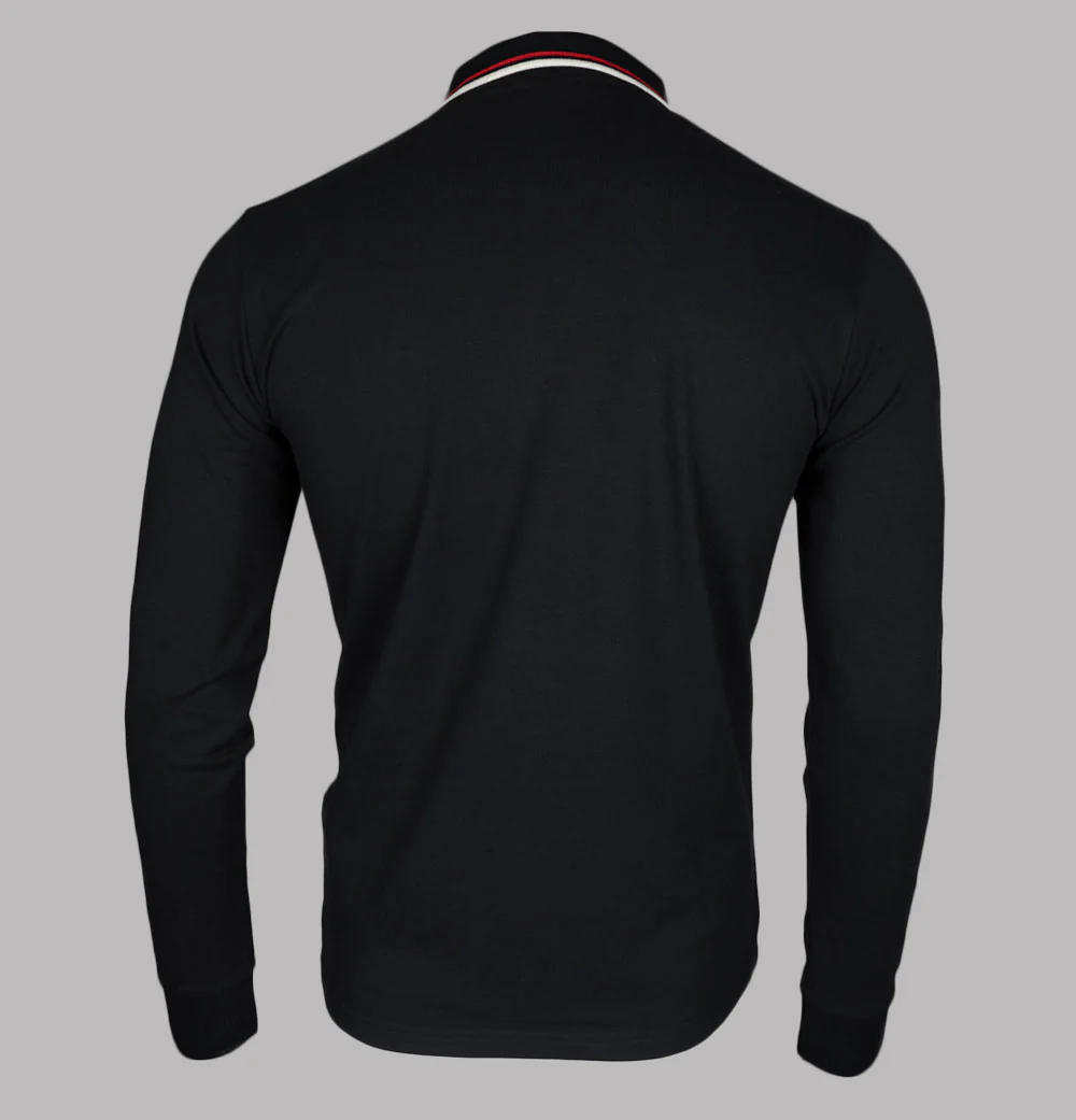 Fila Vintage Monte Tipped Collar LS Polo Shirt Black - Image 2