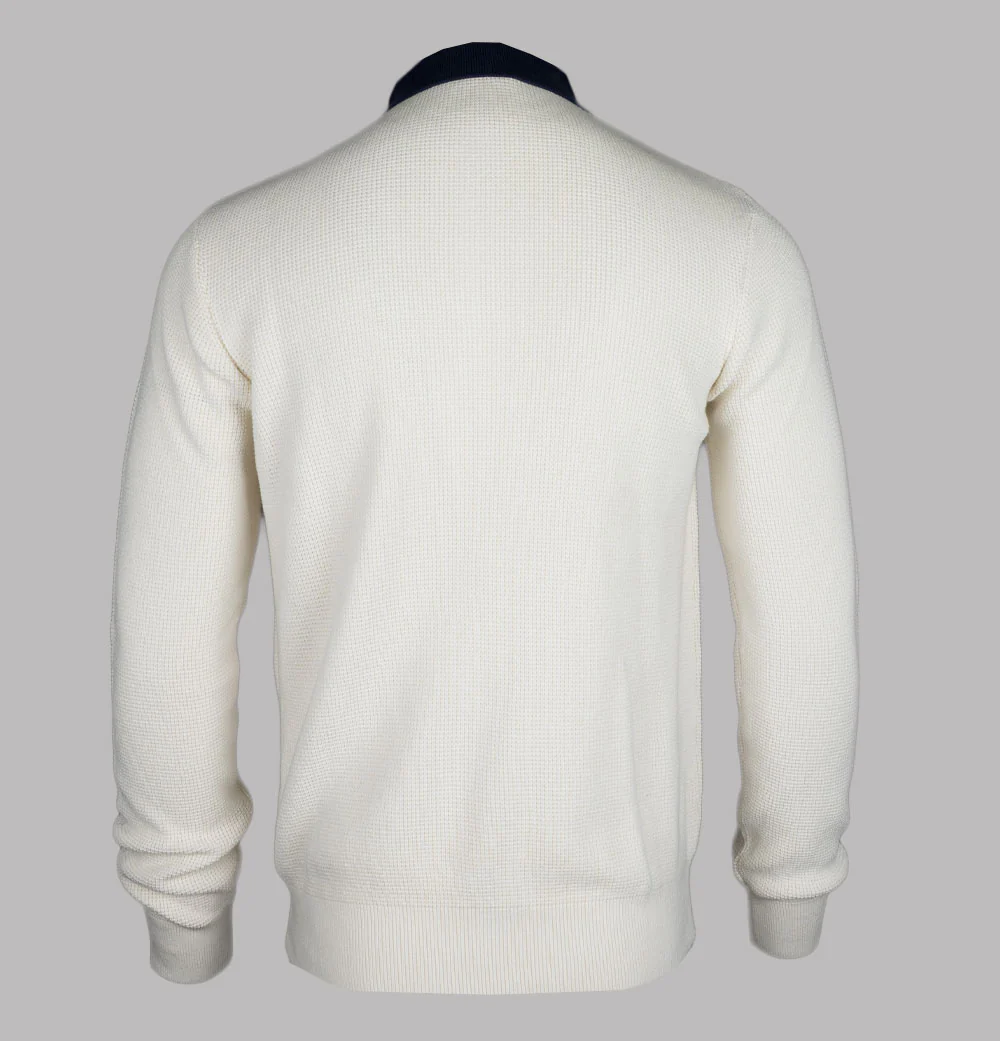 Fila Vintage Nowell Waffle Knitted LS Polo Shirt Gardenia/Fila Navy - Image 2