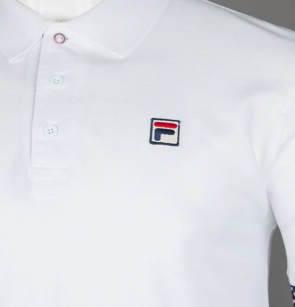Fila Vintage Omari Heritage Stripe Polo Shirt White - Image 4