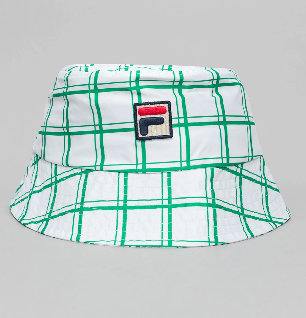 Fila Vintage Oscar Check Bucket Hat White/Jelly Bean Green