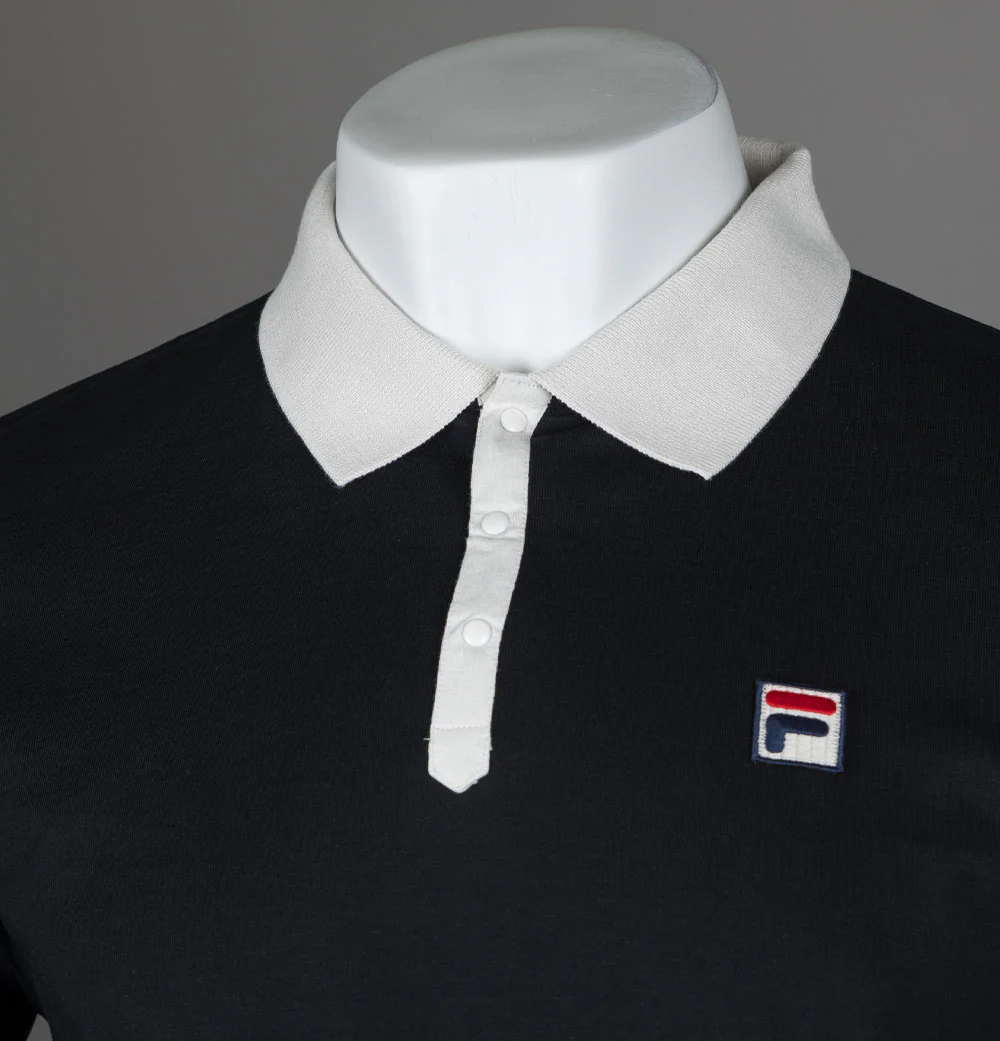 Fila Vintage Panatta 2 Polo Shirt Black/Gardenia - Image 3