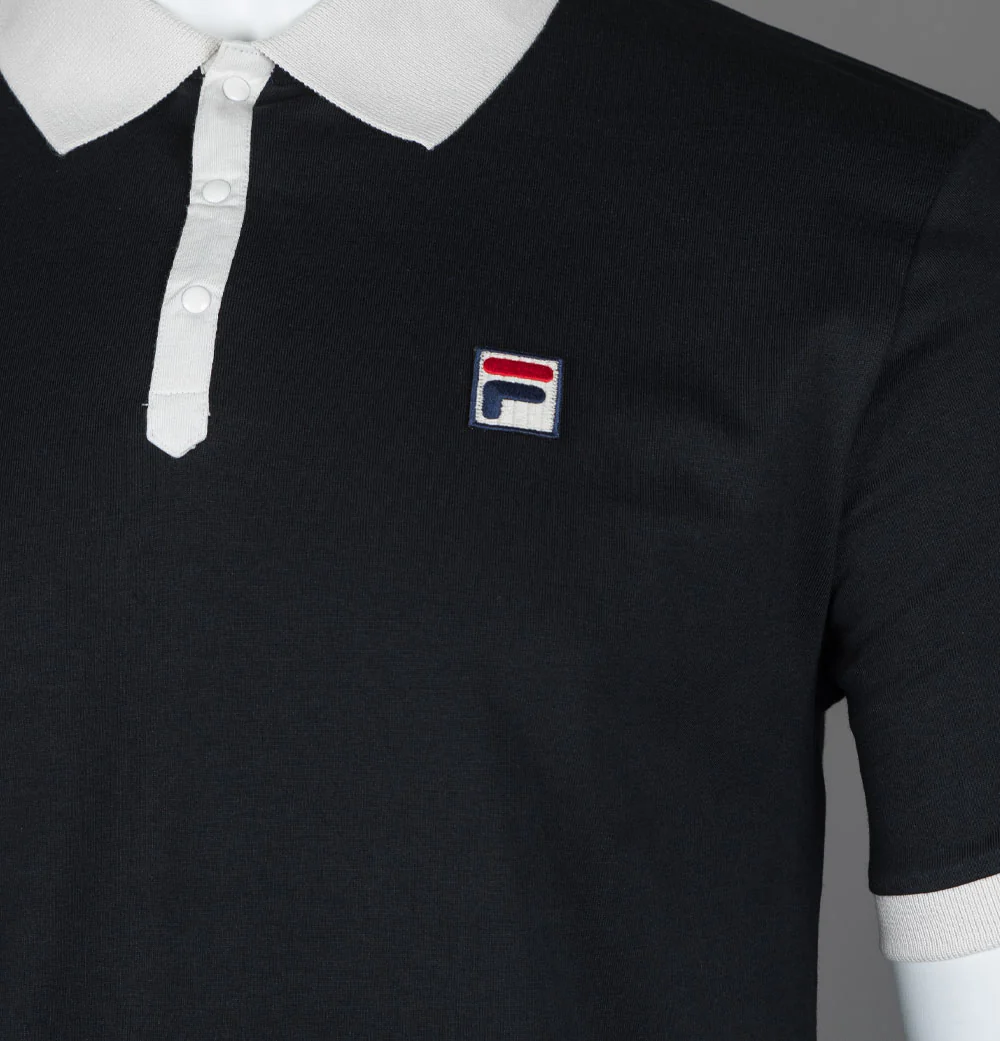 Fila Vintage Panatta 2 Polo Shirt Black/Gardenia - Image 4