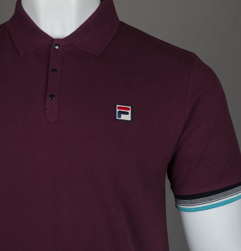 Fila Vintage Zev Cuff Detail Polo Shirt Fig/Milky Blue/Gardenia/Black - Image 3