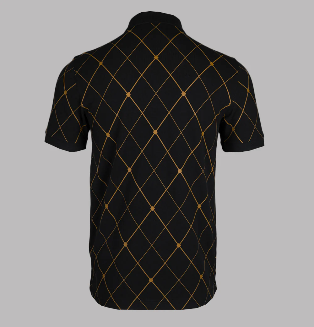 Fred Perry Argyle Print Polo Shirt Black - Image 2