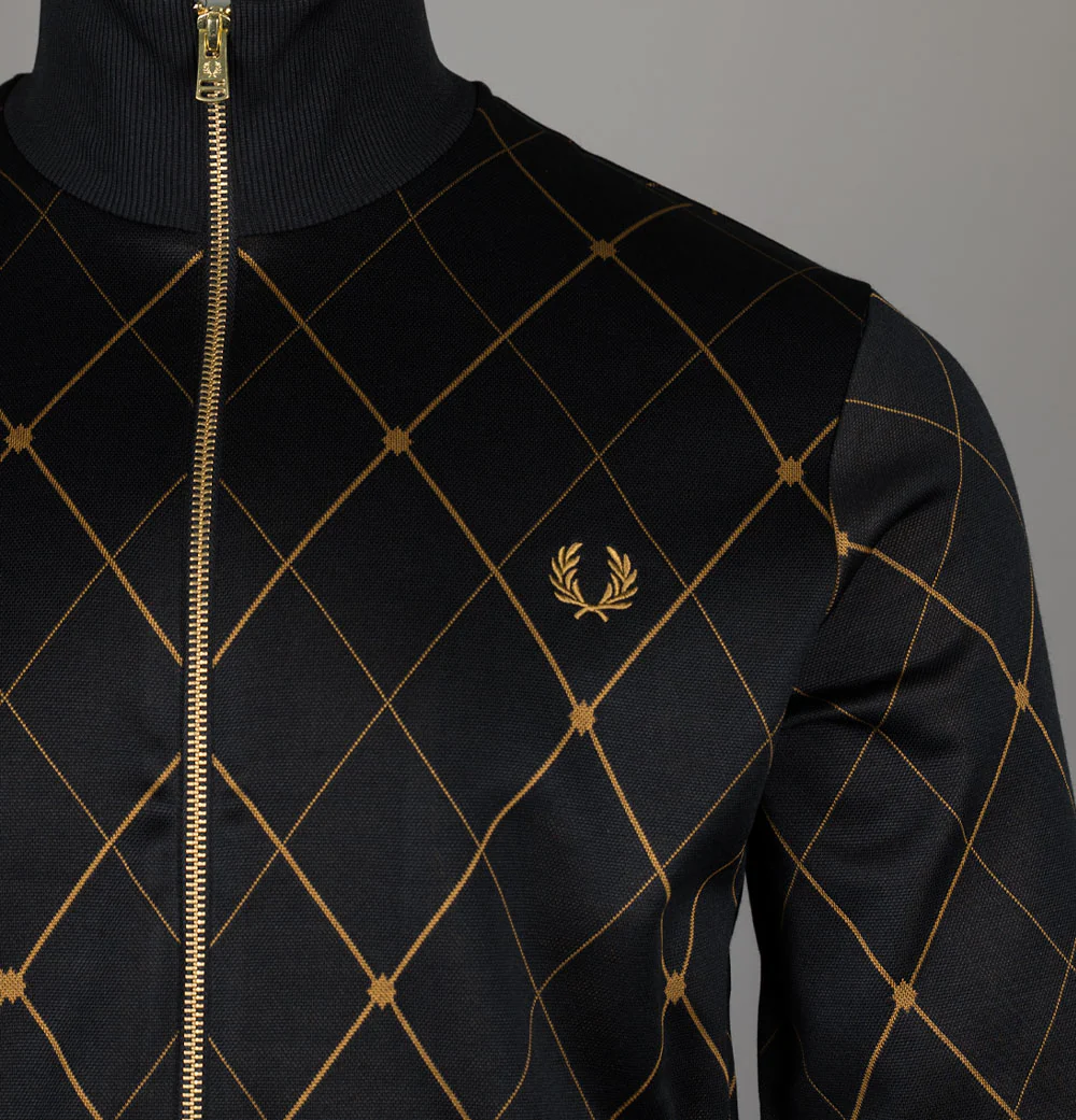 Fred Perry Argyle Track Jacket Black - Image 3