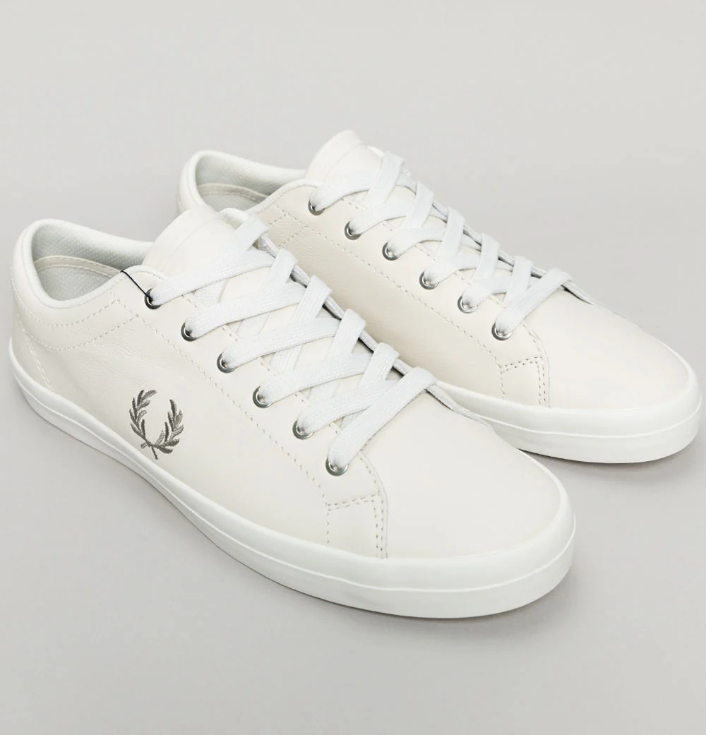 Fred Perry Baseline Leather Trainers Porcelain/Warm Grey - Image 2