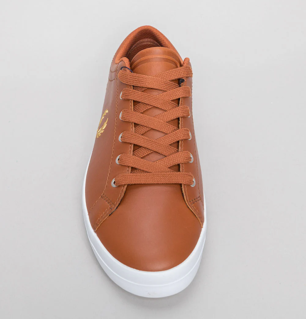 Fred Perry Baseline Leather Trainers Tan Brown - Image 3