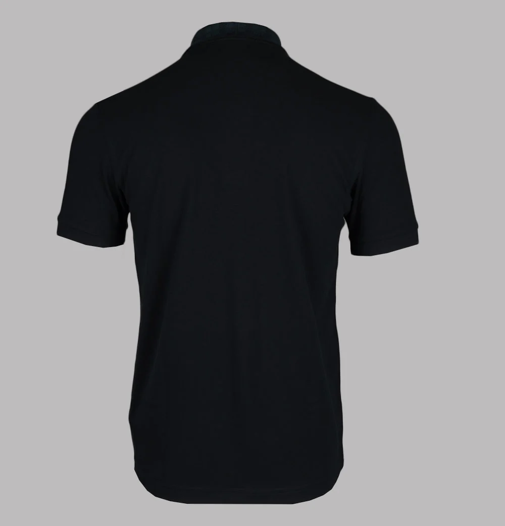 Fred Perry Black Watch Tartan Collar Polo Shirt Black - Image 2