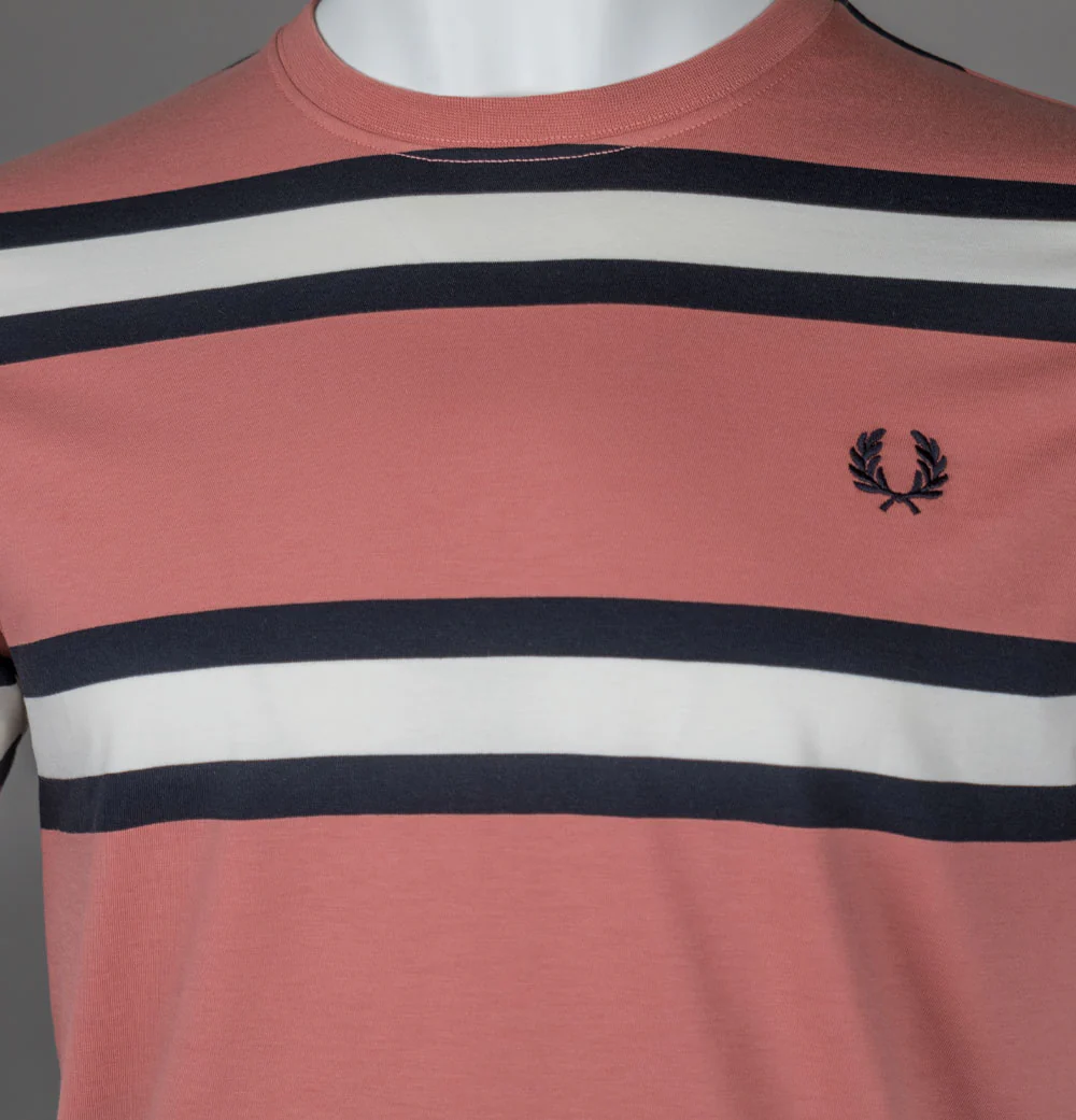 Fred Perry Bold Stripe T-Shirt Putty Pink - Image 3