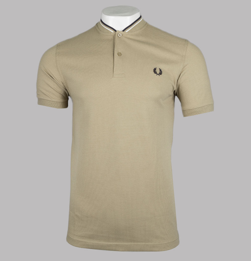 Fred Perry Bomber Collar Polo Shirt Warm Stone
