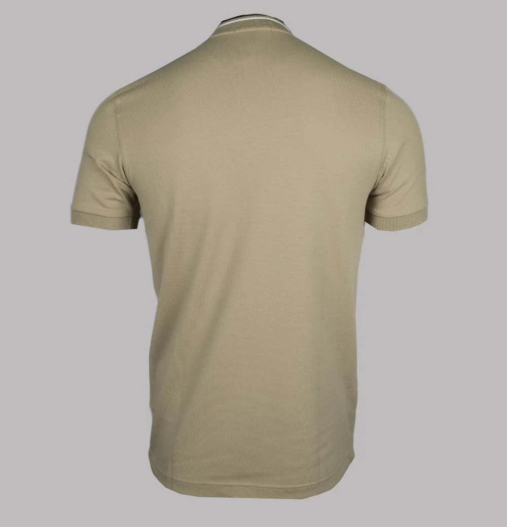 Fred Perry Bomber Collar Polo Shirt Warm Stone - Image 2