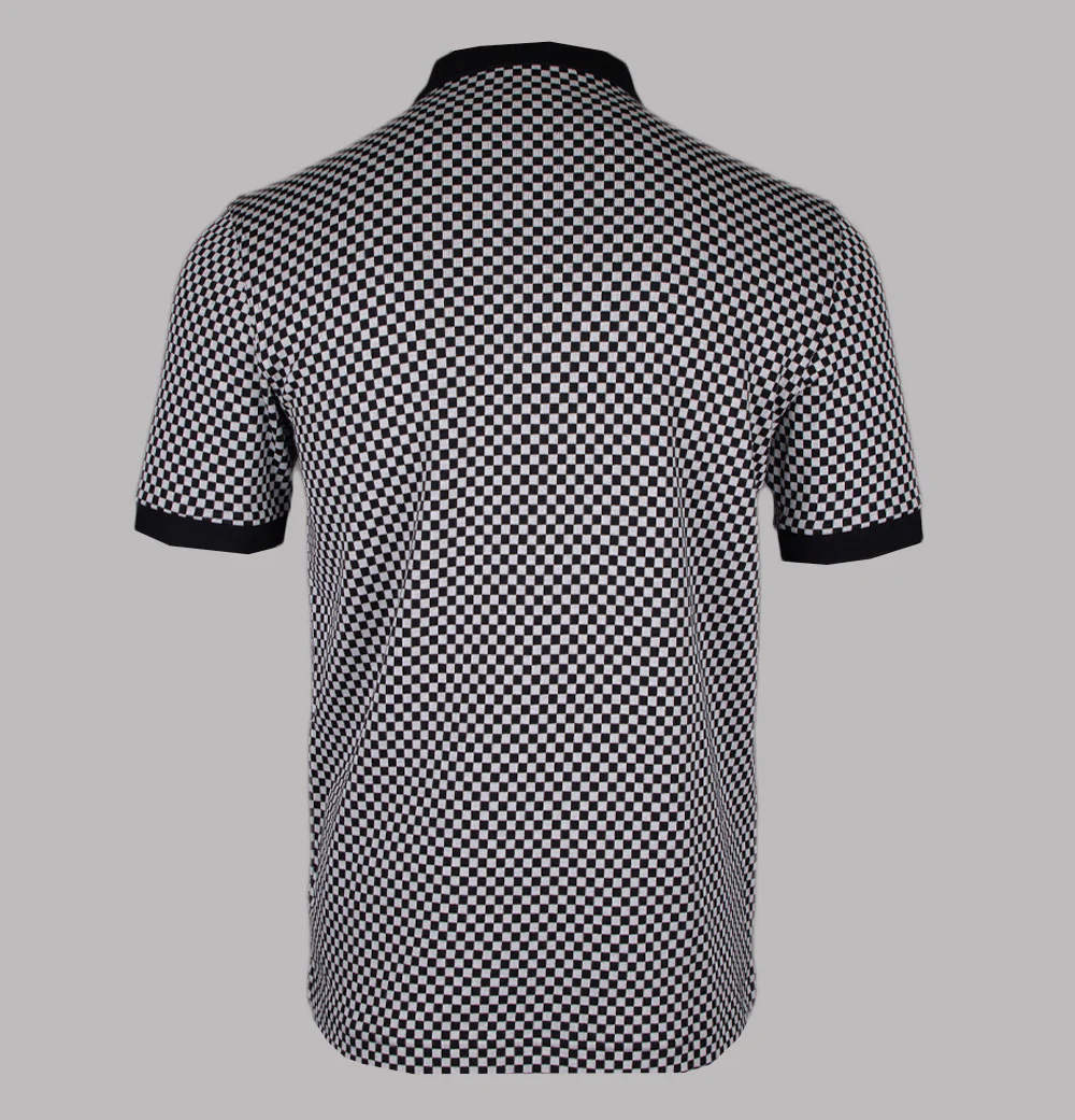 Fred Perry Chequerboard Zip Polo Shirt Black - Image 2