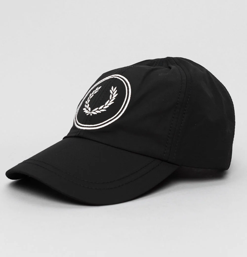Fred Perry Circle Branded Matt Poly Cap Black