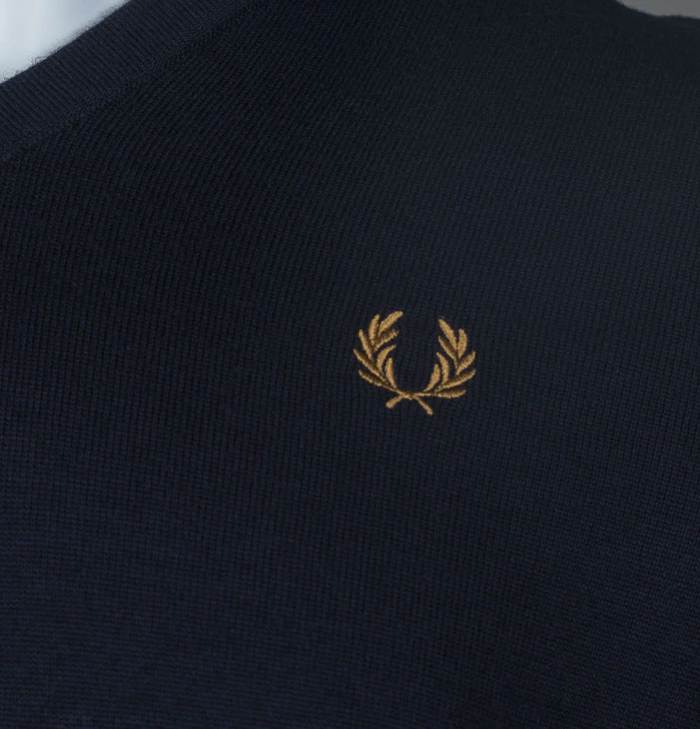 Fred Perry Classic V Neck Jumper Navy - Image 3