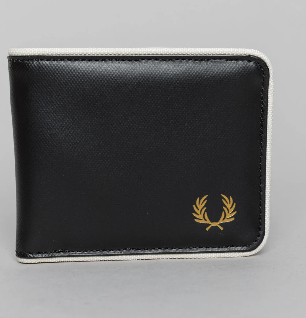 Fred Perry Coated Billfold Wallet Black/Ecru - Image 2