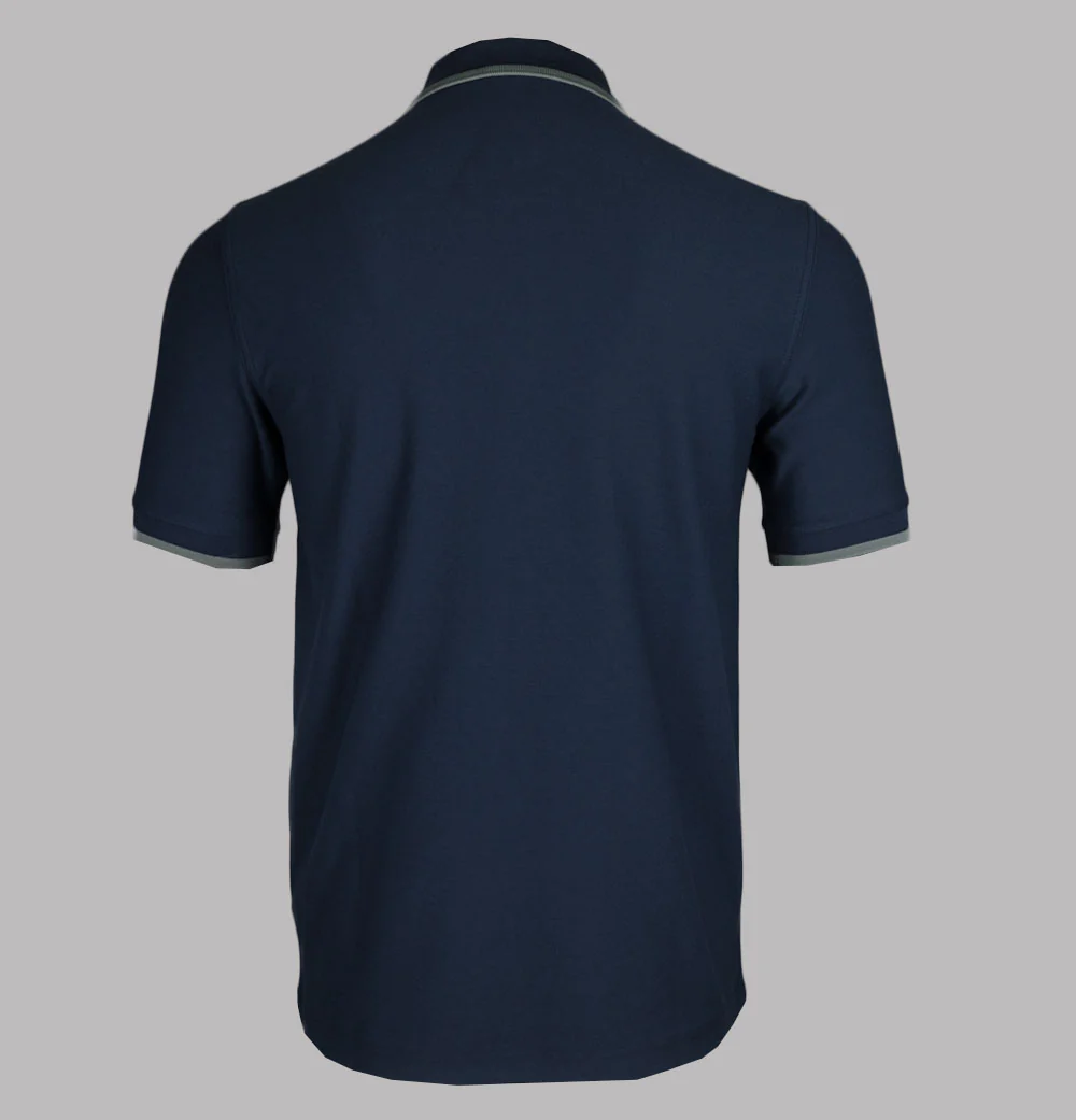 Fred Perry Crepe Pique Polo Shirt Dark Airforce - Image 2