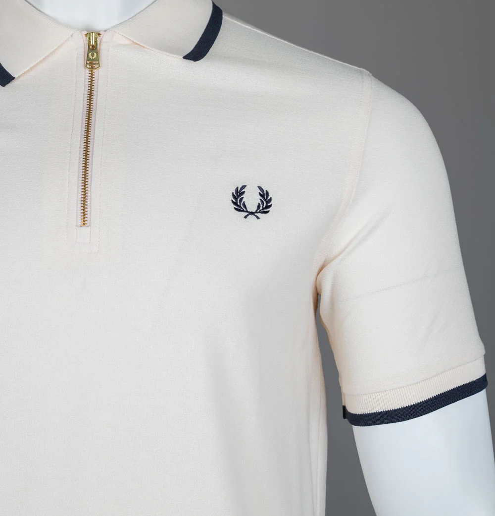 Fred Perry Crepe Pique Polo Shirt Silky Peach - Image 3