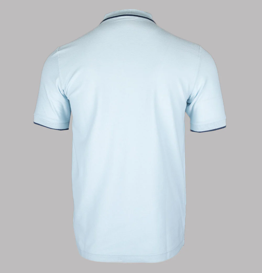 Fred Perry Crepe Pique Zip Neck Polo Shirt Light Ice - Image 2